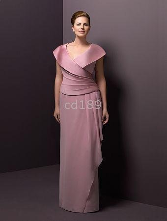 Stunning floor-length pleats satin with chiffon Mother of the Bride Dresses