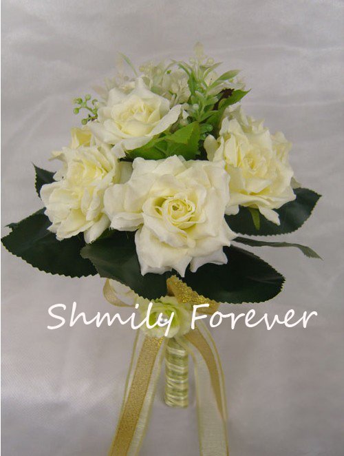 Stunning Ivory Rose Flower Wedding Bridal Bouquet for wedding