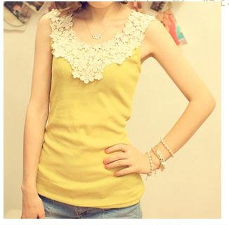 Stunning lace crochet cotton tank top free color bottoming vest sexy suspenders vest  backless sleeveless t-shirt vest B14.5