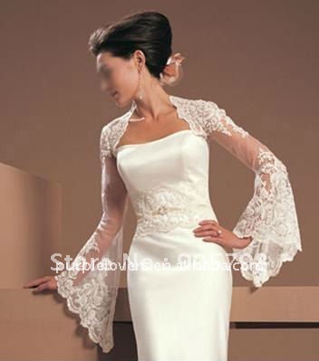 stunning long sleeve Appliqued lace wedding bolero