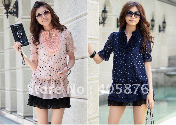STUNNING RUFFLE CHIFFON TIER DRESS TUNIC LONGSHIRT WF-AG-025 DARK BLUE COLOUR