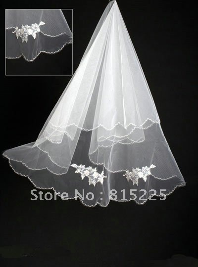 Stunning Tempting Match Wedding Dresses Bridal Accessories Veils Short Length Veils Tulle White Fabric Lace Applque Wave