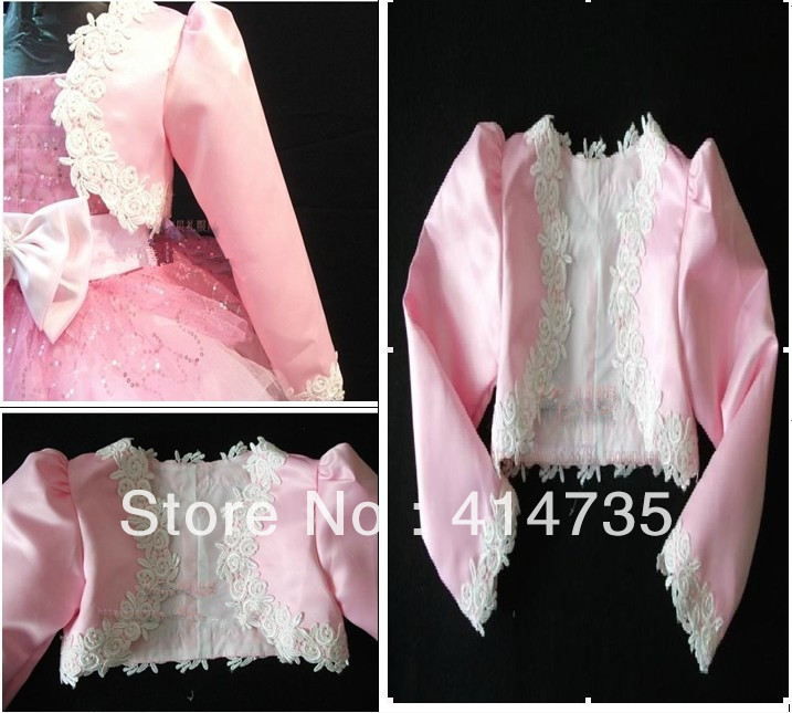 Stunning Wedding Accessories Decoration Wraps Long Sleeves Elgant Pink Jacket Satin Classy Shawl Trendy Low Price Girl Coat