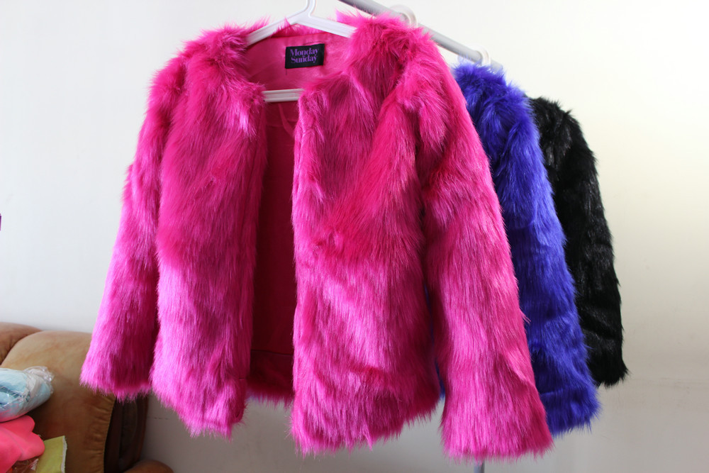 Sty nda candy color artificial fur coat