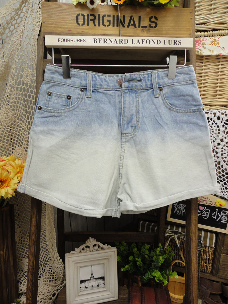 Sty nda female trousers loose roll-up hem roll up hem high waist denim shorts short jeans harem pants