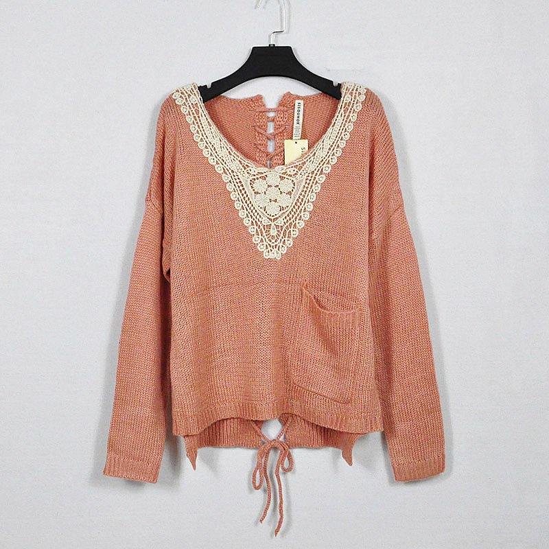 Sty nda needle stick vintage loose racerback knitted cross straps big sweater