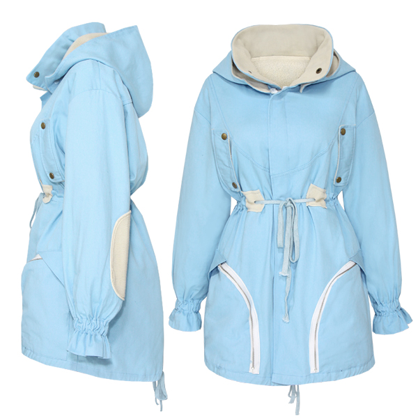 Styenanda slim waist patch patchwork color block hooded wadded jacket cotton-padded jacket outerwear partysu