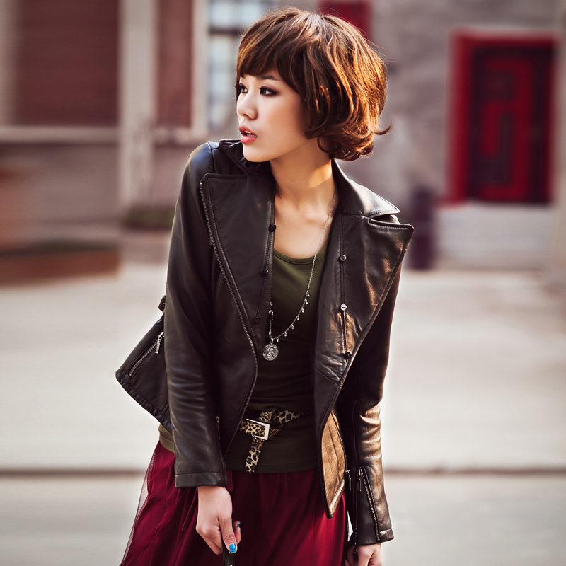 Style - disassembly rabbit fur slim motorcycle and cumbered sheepskin leather clothing og001