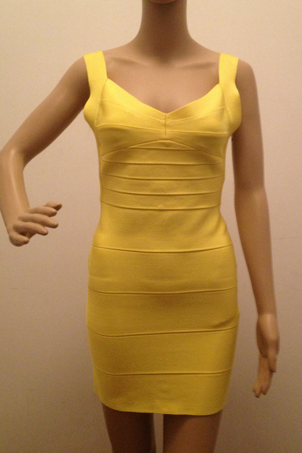 Style No W256 Yellow Backless Strap Evening Dress Party Prom Dress Bandage Dress