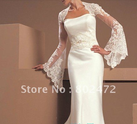 Stylish Collections  White Tulle Floral Edge Wedding Jackets with Appliques Details Custom Make Free Shipping