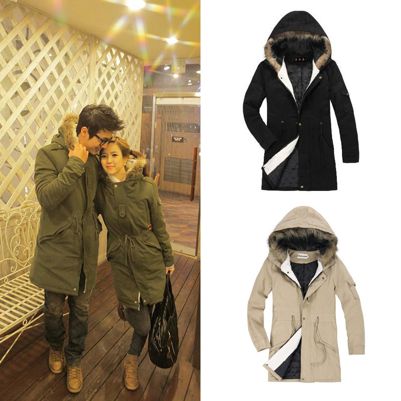 Stylish Men Women Military Long Winter Coat Jacket Hooded Overcoat