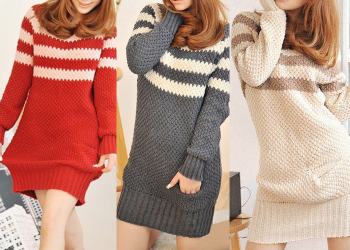 Stylish  New Fashion Women's Long Sleeve Knitted Jumper Sweater Tops Dress Outwear