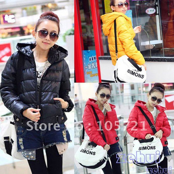 Stylish Women Hooded Winter Warm Outwear Thicken Down Jacket Casual Coat Zipper(HR363)