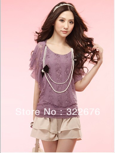 Stylish Women's Graceful Summer Layered Wave Pattern Stretch Waist Short Flouncing Cotton Pant Skirt Apricot JZ12091409