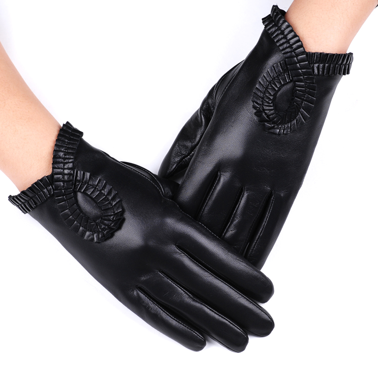 Suede gloves female spring and autumn women's genuine leather gloves fashion single thin short design