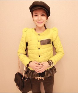 Sugar sugar 2012 autumn and winter fashion slim small wadded jacket female women's laciness decoration thin cotton-padded jacket