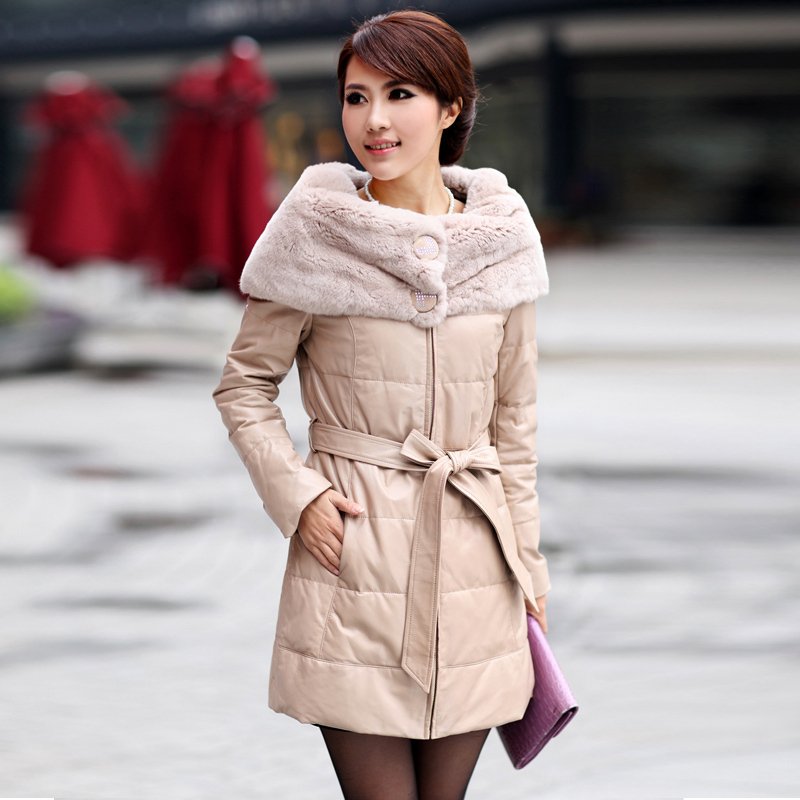 Sukracarya 2011 autumn and winter leather clothing genuine leather down coat overcoat women outerwear a-y221