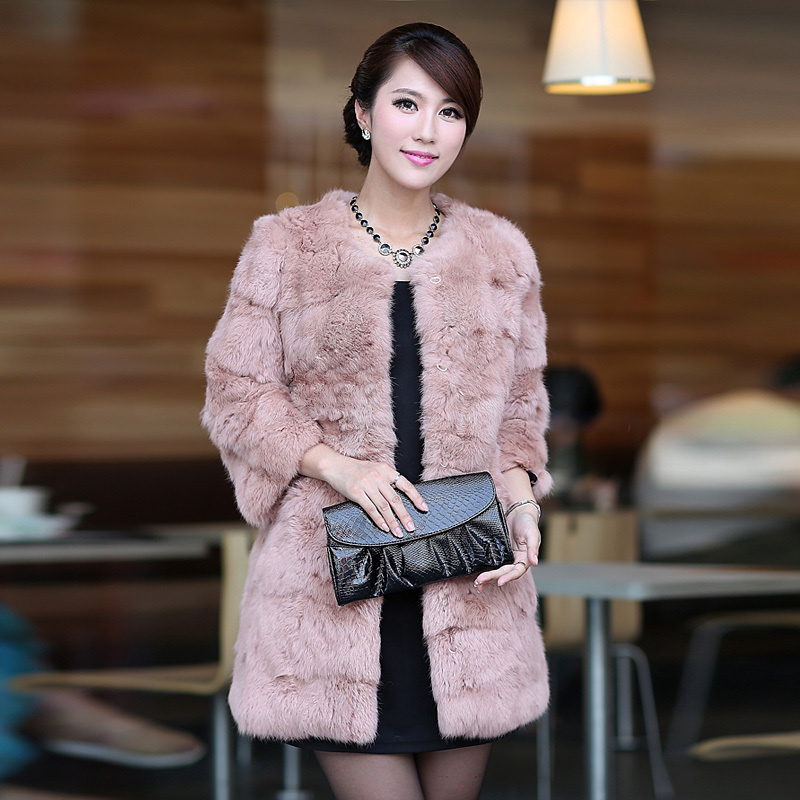 Sukracarya 2012 rabbit fur women's medium-long outerwear fur coat 6547