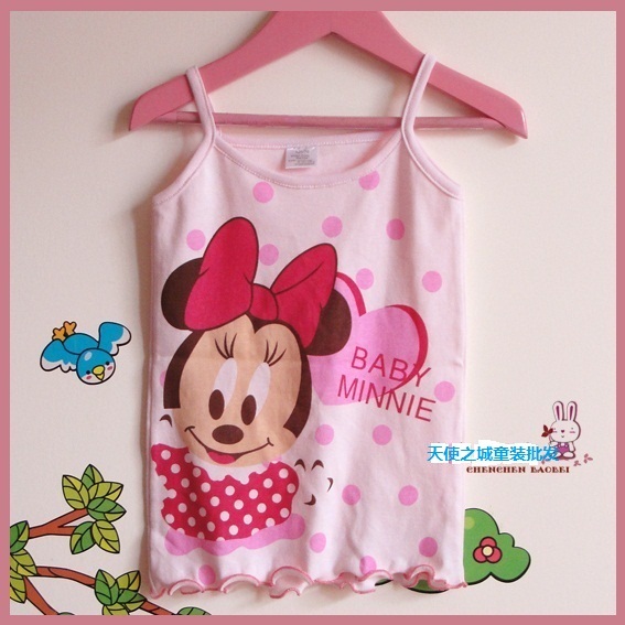 Summer 100% cotton female child MINNIE spaghetti strap vest