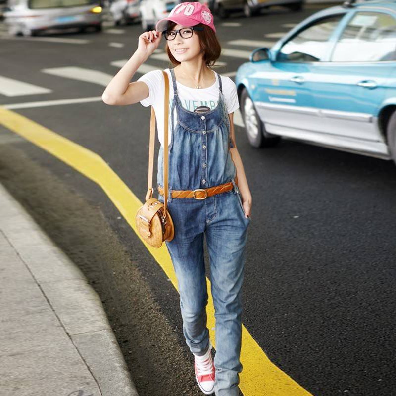 Summer 2012 denim casual jumpsuit women slim hip bib pants  brand Jeans jeans woman