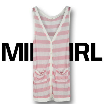 Summer 2012 end of a single stripe sleeveless T-shirt cardigan super thin mmce