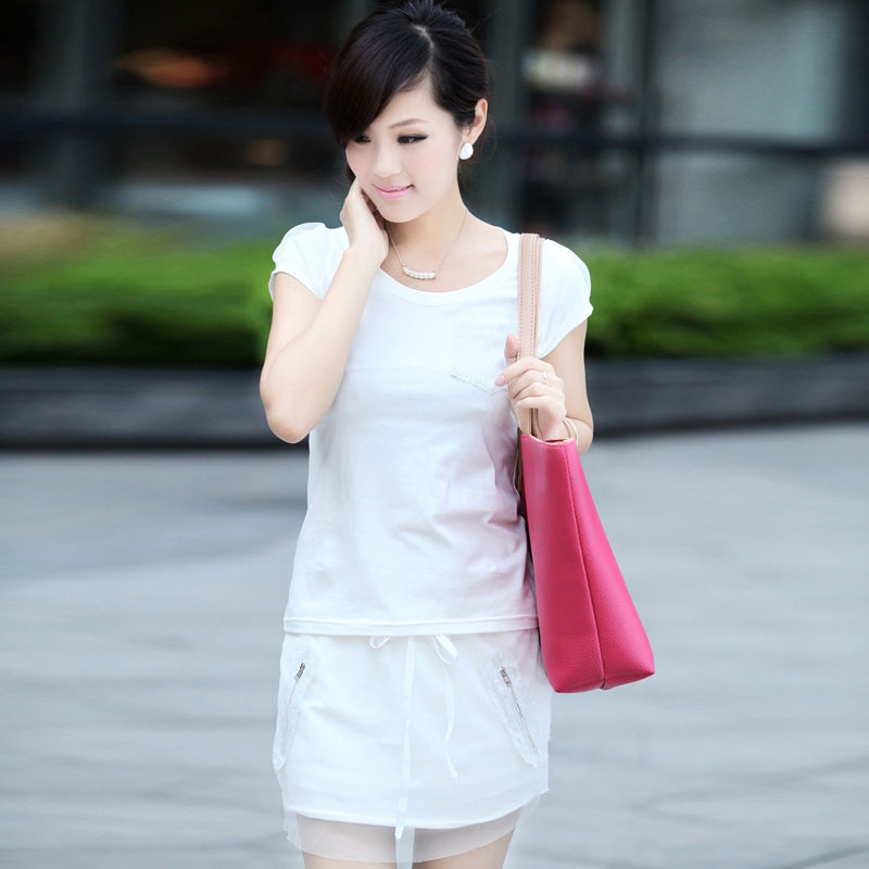 Summer 2012 slim casual set personality gauze patchwork skirt sscn1761