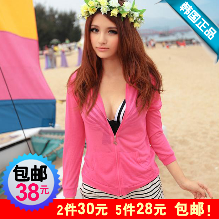 Summer 2012 sun protection clothing long-sleeve candy color transparent sun protection clothing air conditioning shirt female
