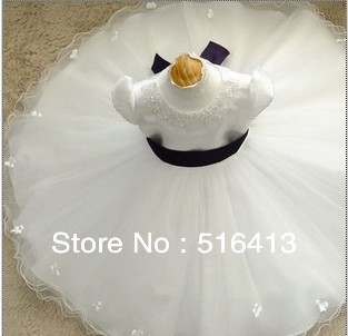 summer 2013 hot selling flower girl weddng gown beaded cap sleeve red+bown belt clothes for kids 3-8T free shipping