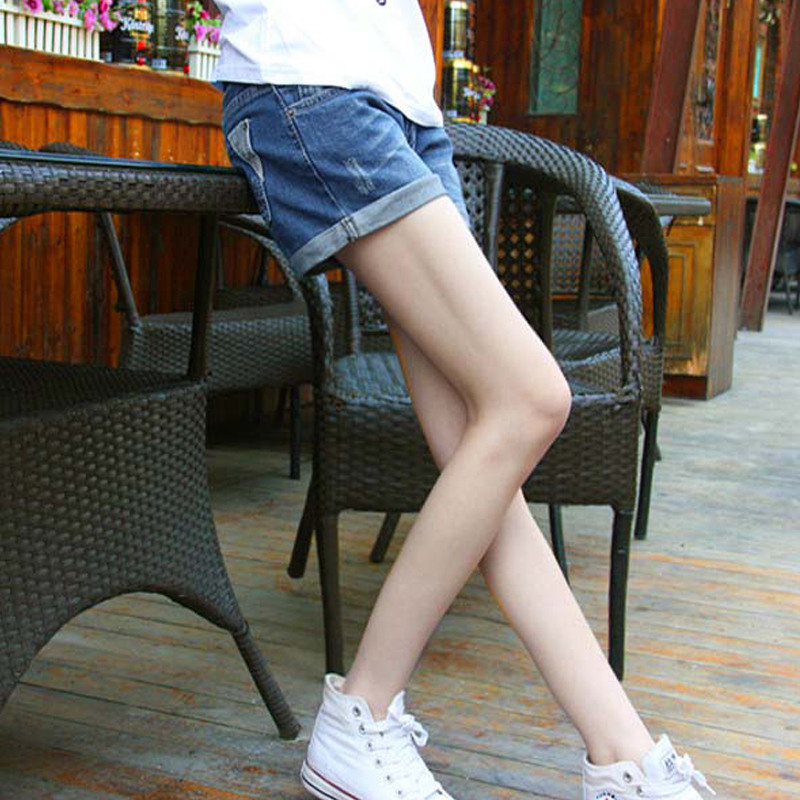 Summer 2013 roll-up hem casual hole loose plus size denim shorts mm shorts female