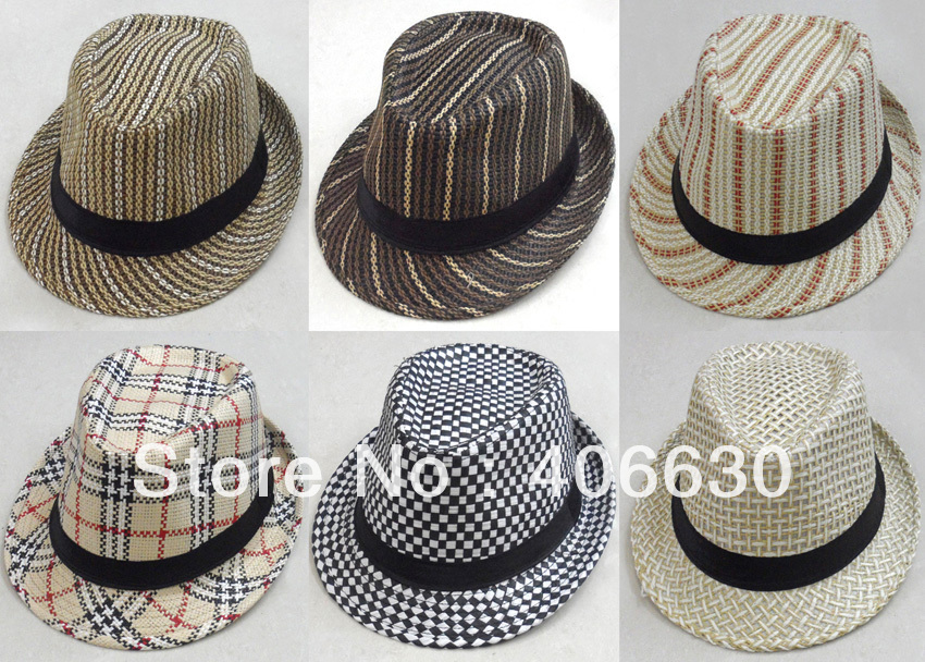 summer adult unisex straw fedora hat & cap, 10pcs/lot, free shipping by China post