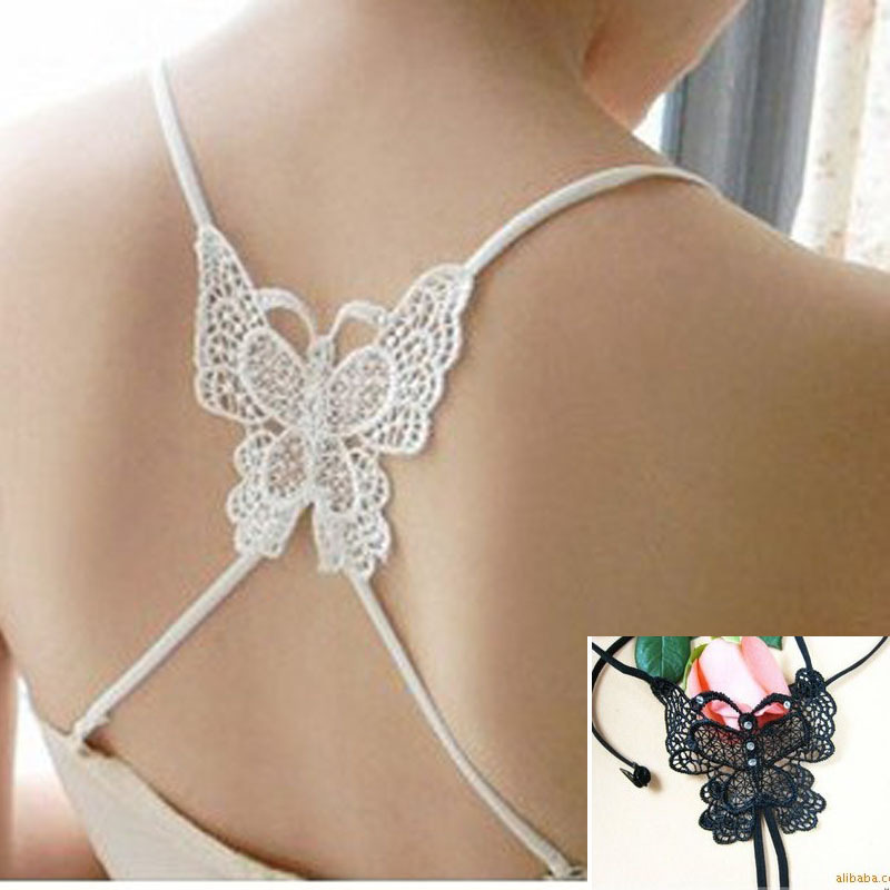Summer all-match butterfly shoulder strap black white