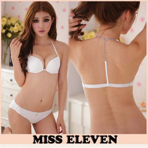 Summer all-match whitest front button bling u.s. back underwear bra set