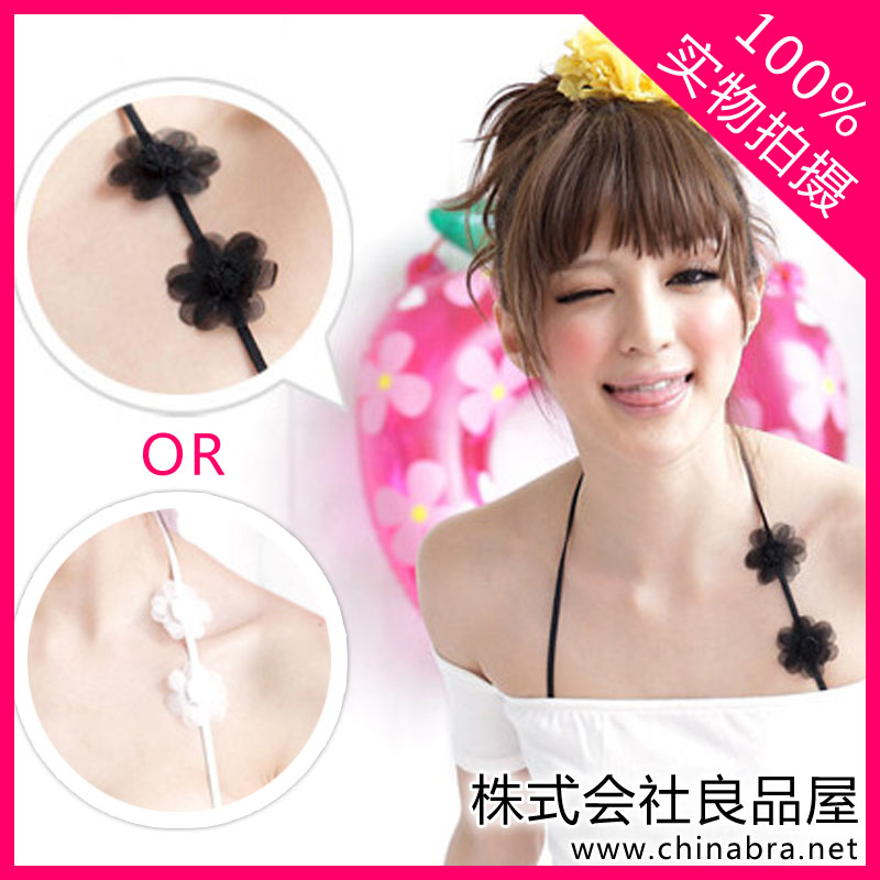 Summer beautiful small halter-neck chiffon little flower shoulder strap black white