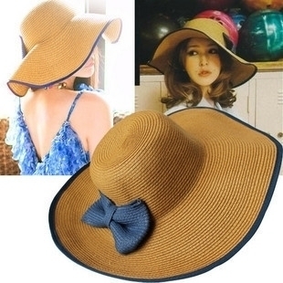 Summer bow big along the cap sun-shading strawhat beach cap female sun hat anti-uv