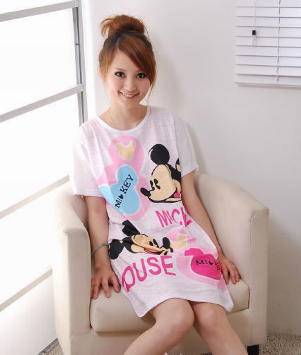 Summer cartoon MICKEY short-sleeve knitted 100% cotton women's nightgown sleepwear