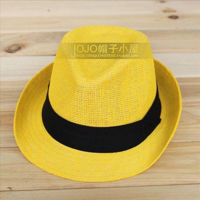 Summer casual small fedoras yellow strawhat hat women's beach