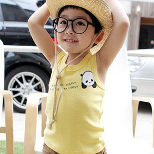 Summer child 100% T-shirt male cotton sleeveless girl summer solid color vest baby vest 8