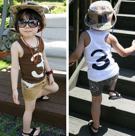 Summer child short-sleeve T-shirt 3 girl female child boy male child tank