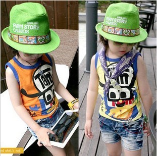 Summer child summer boys girls clothing vest baby 100% cotton summer t-shirt