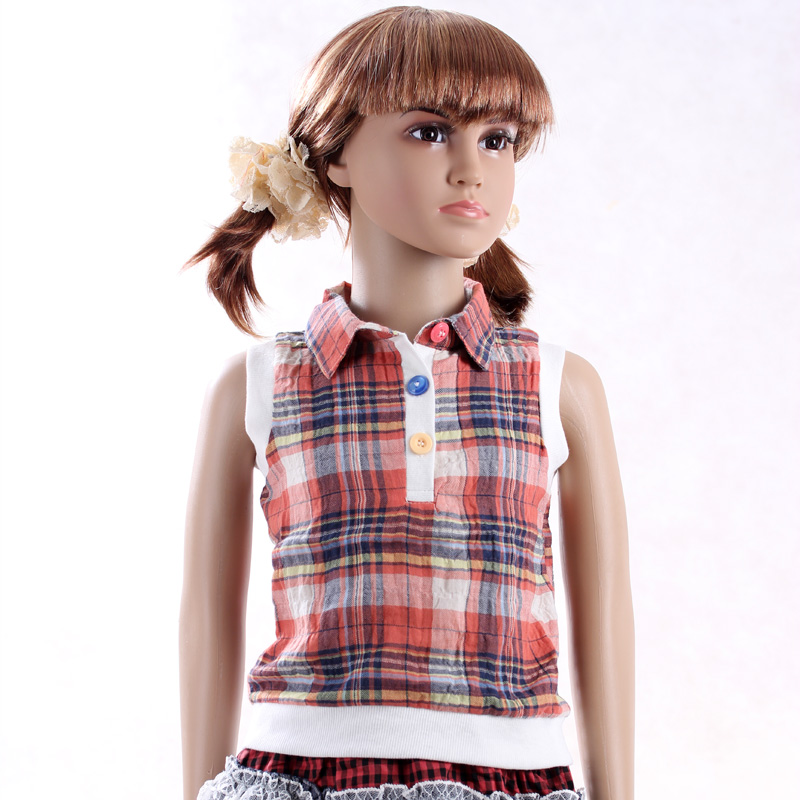Summer children's clothing girl child all-match plaid ultra soft small vest top sleeveless