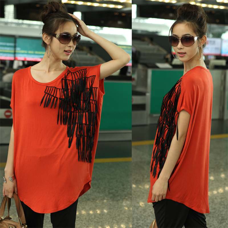 Summer comfortable maternity clothing maternity t-shirt plus size fashion tassel short-sleeve maternity top off 20%