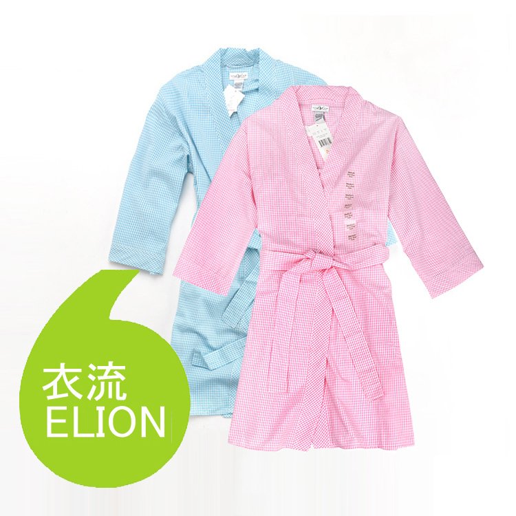 summer cool bathrobe woven cotton plaid paragraph women's bathrobes