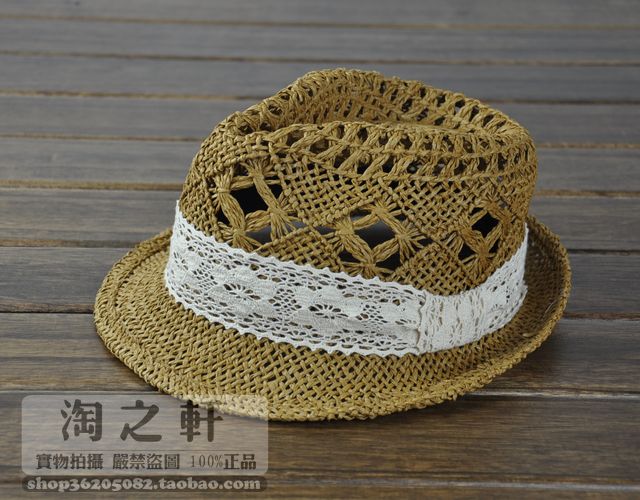 Summer cutout handmade lace bow sunbonnet female sunscreen strawhat casual cap beach sun hat
