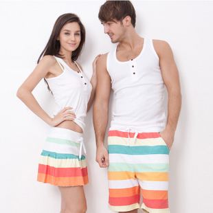 Summer fashion brief sleeveless vest multi-colored fashion nightgown set ql lovers sleepwear at home service