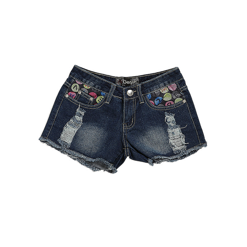 Summer fashion denim shorts moben female hole letter casual loose shorts