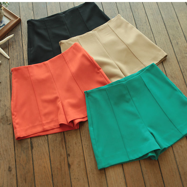 Summer fashion vintage plus size super shorts candy color high waist shorts culottes pantskirt for womens Lady female PL12061916