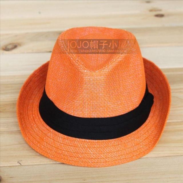 Summer fedoras orange hat female summer