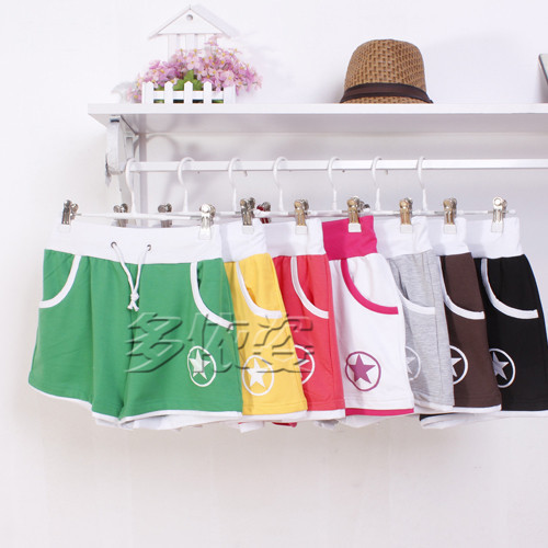 Summer female shorts loose casual 100% cotton sports shorts elastic drawstring pocket shorts