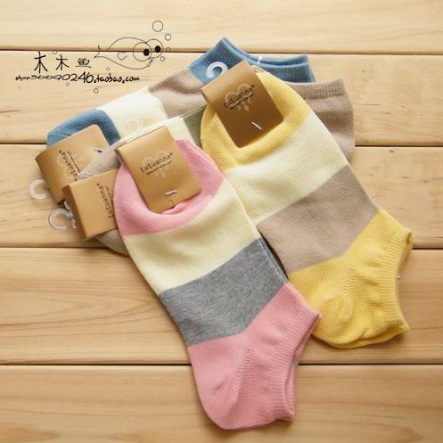 Summer female socks female sock slippers cotton boat socks cotton sock stripe dual