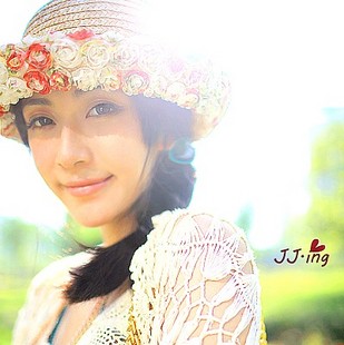 Summer flower lace decoration flat straw strawhat fedoras free shipping